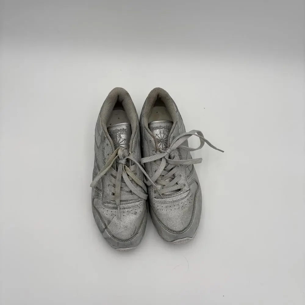 Reebok Shoes Womens 7.5 Classic Casual Sneakers Silver Leather Lace Up BD5757